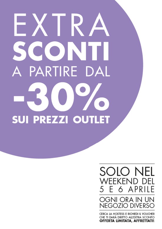 Extra Sconti -30% a Molfetta e Valmontone Outlet!